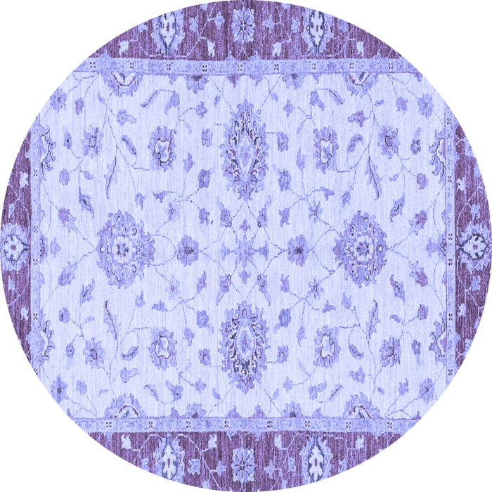 Round Machine Washable Oriental Blue Traditional Rug, wshabs3619blu