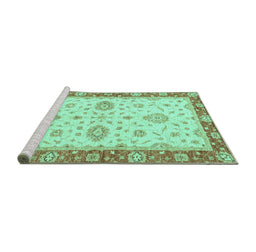 Sideview of Machine Washable Oriental Turquoise Traditional Area Rugs, wshabs3619turq
