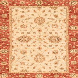 Square Machine Washable Abstract Mustard Yellow Rug, wshabs3619