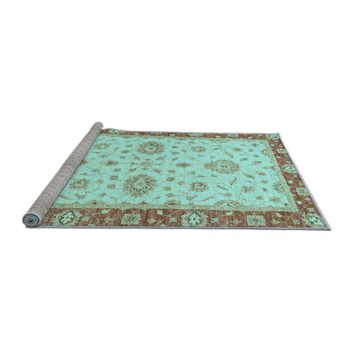 Sideview of Machine Washable Oriental Light Blue Traditional Rug, wshabs3619lblu