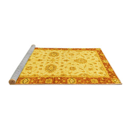 Sideview of Machine Washable Oriental Yellow Traditional Rug, wshabs3619yw