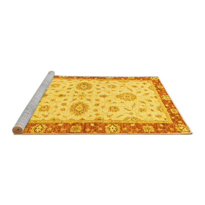 Sideview of Machine Washable Oriental Yellow Traditional Rug, wshabs3619yw