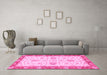 Machine Washable Oriental Pink Traditional Rug in a Living Room, wshabs3619pnk