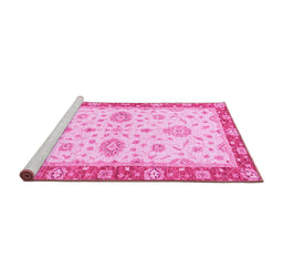Sideview of Machine Washable Oriental Pink Traditional Rug, wshabs3619pnk