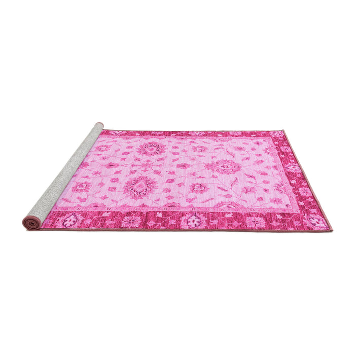 Sideview of Machine Washable Oriental Pink Traditional Rug, wshabs3619pnk