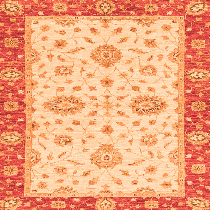 Square Machine Washable Oriental Orange Traditional Area Rugs, wshabs3619org