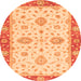 Round Machine Washable Oriental Orange Traditional Area Rugs, wshabs3619org