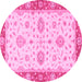 Round Oriental Pink Traditional Rug, abs3619pnk