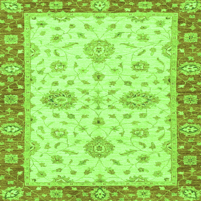 Square Machine Washable Oriental Green Traditional Area Rugs, wshabs3619grn