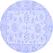 Round Oriental Blue Traditional Rug, abs361blu