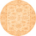 Round Machine Washable Oriental Orange Traditional Area Rugs, wshabs361org