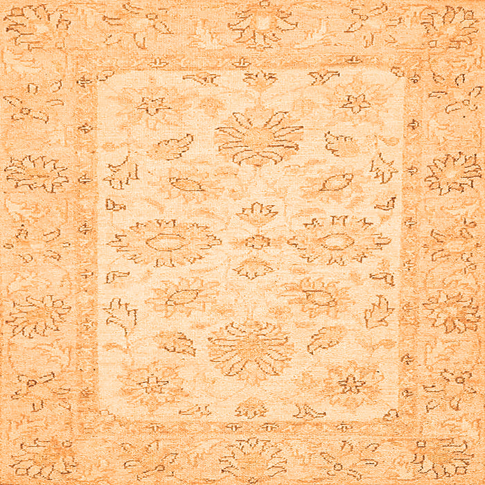 Square Machine Washable Oriental Orange Traditional Area Rugs, wshabs361org