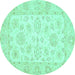 Round Oriental Turquoise Traditional Rug, abs361turq