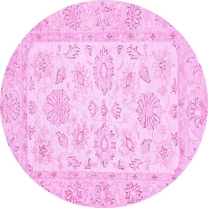 Round Oriental Pink Traditional Rug, abs361pnk