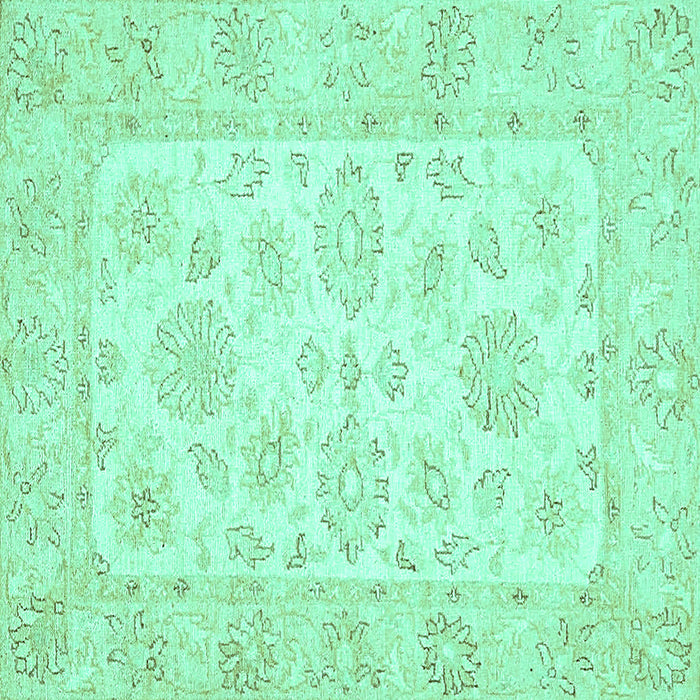 Square Oriental Turquoise Traditional Rug, abs361turq