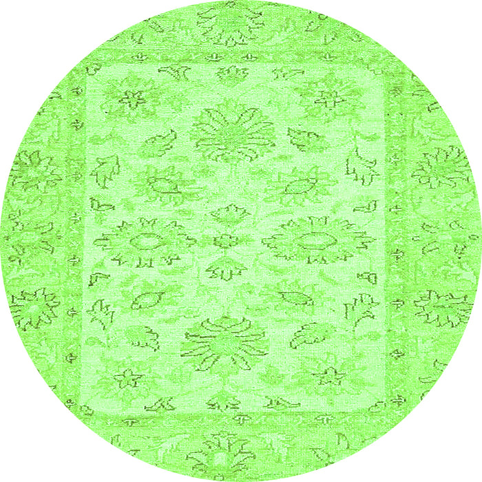 Round Machine Washable Oriental Green Traditional Area Rugs, wshabs361grn