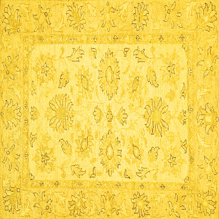 Square Machine Washable Oriental Yellow Traditional Rug, wshabs361yw