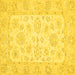 Square Machine Washable Oriental Yellow Traditional Rug, wshabs361yw