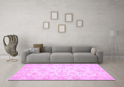 Machine Washable Oriental Purple Traditional Area Rugs in a Living Room, wshabs361pur