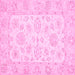 Square Machine Washable Oriental Pink Traditional Rug, wshabs361pnk