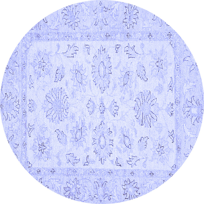 Round Machine Washable Oriental Blue Traditional Rug, wshabs361blu