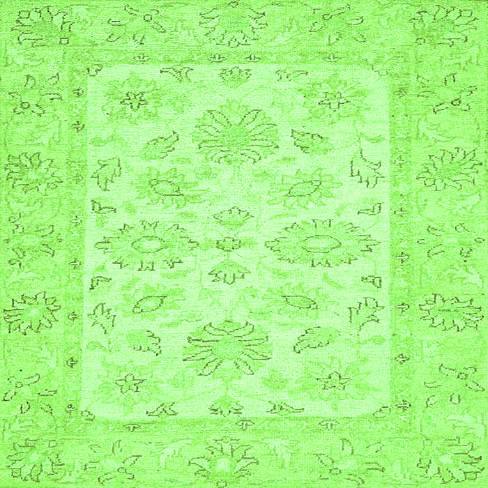 Square Machine Washable Oriental Green Traditional Area Rugs, wshabs361grn