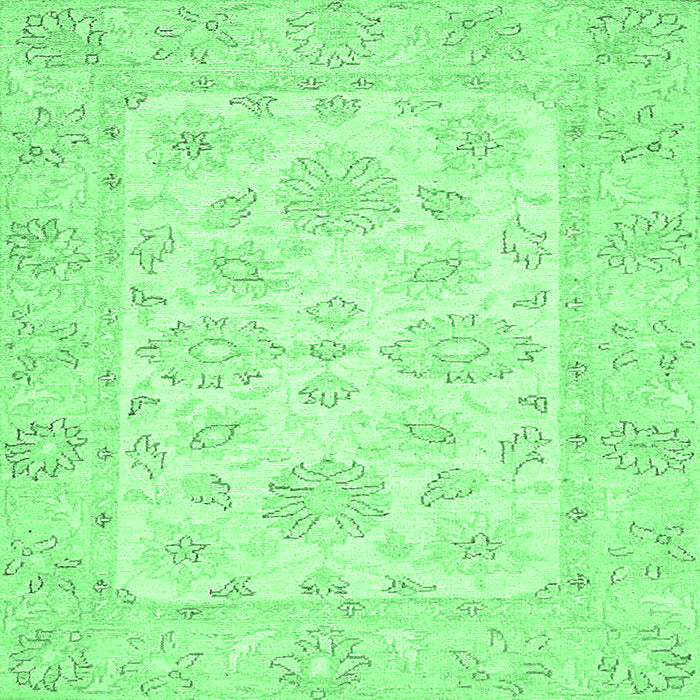 Square Machine Washable Oriental Emerald Green Traditional Area Rugs, wshabs361emgrn