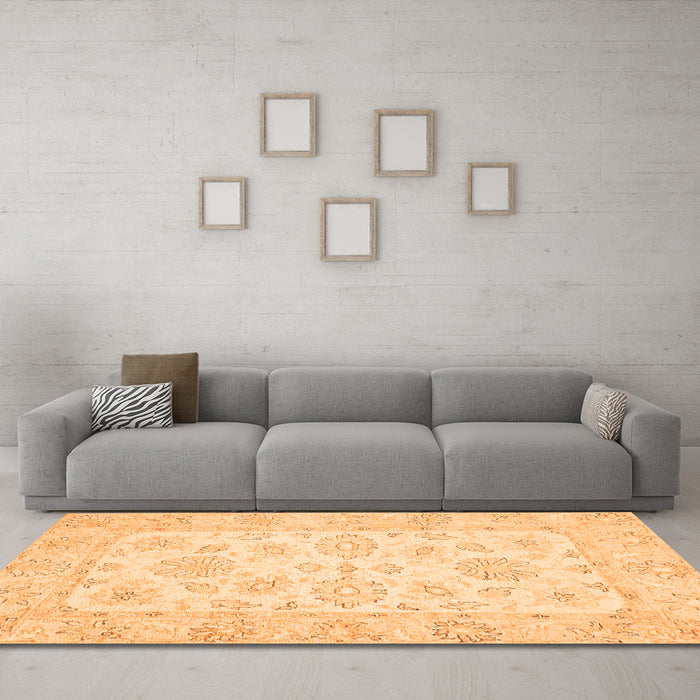 Machine Washable Oriental Orange Traditional Area Rugs in a Living Room, wshabs361org