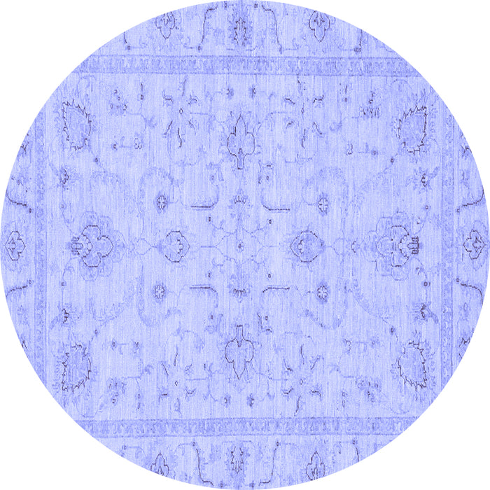 Round Machine Washable Oriental Blue Traditional Rug, wshabs3620blu