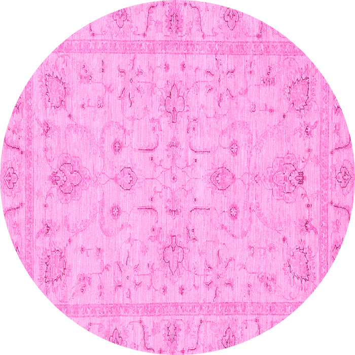Round Machine Washable Oriental Pink Traditional Rug, wshabs3620pnk