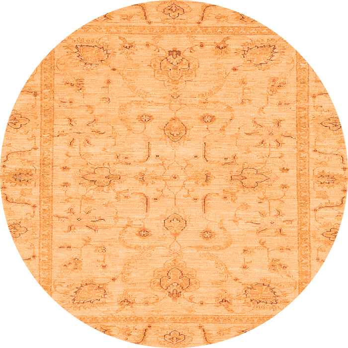 Round Oriental Orange Traditional Rug, abs3620org