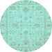 Round Oriental Light Blue Traditional Rug, abs3620lblu