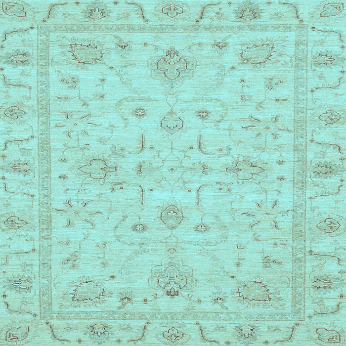 Square Machine Washable Oriental Light Blue Traditional Rug, wshabs3620lblu