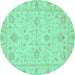 Round Oriental Turquoise Traditional Rug, abs3620turq