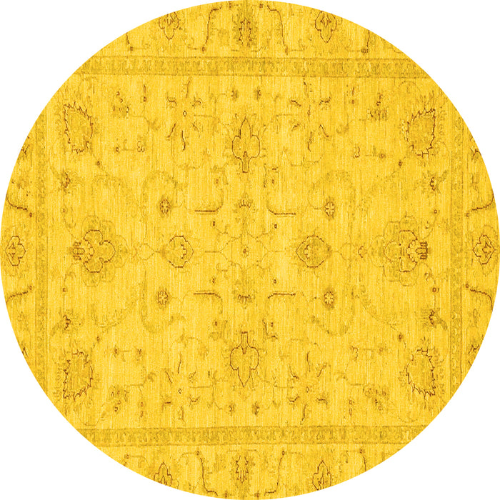 Round Oriental Yellow Traditional Rug, abs3620yw