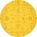 Round Oriental Yellow Traditional Rug, abs3620yw