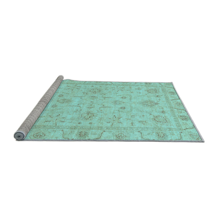 Sideview of Machine Washable Oriental Light Blue Traditional Rug, wshabs3620lblu
