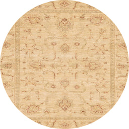Round Machine Washable Abstract Orange Rug, wshabs3620