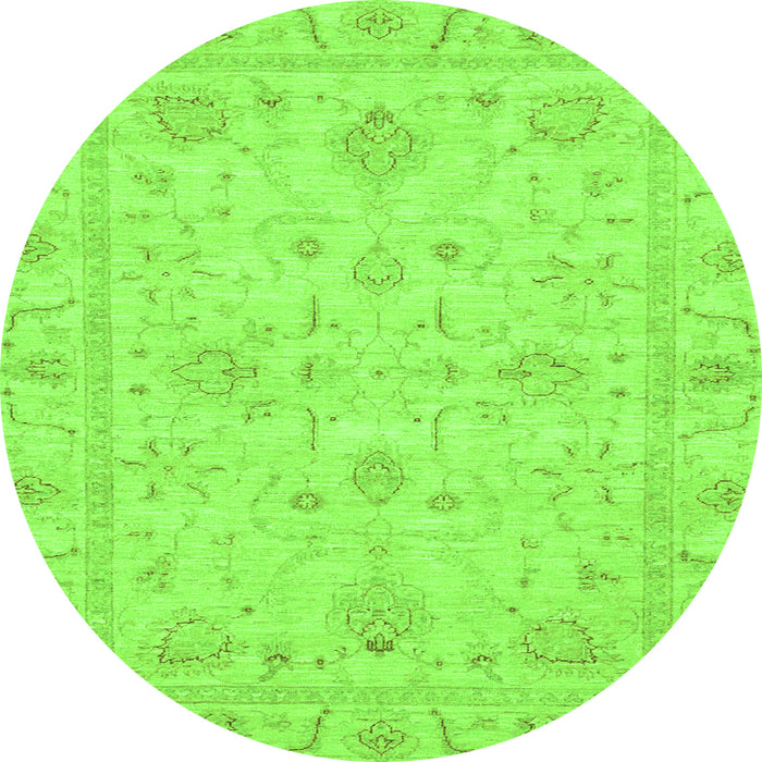 Round Oriental Green Traditional Rug, abs3620grn