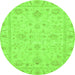 Round Oriental Green Traditional Rug, abs3620grn