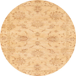 Round Machine Washable Abstract Orange Rug, wshabs3621