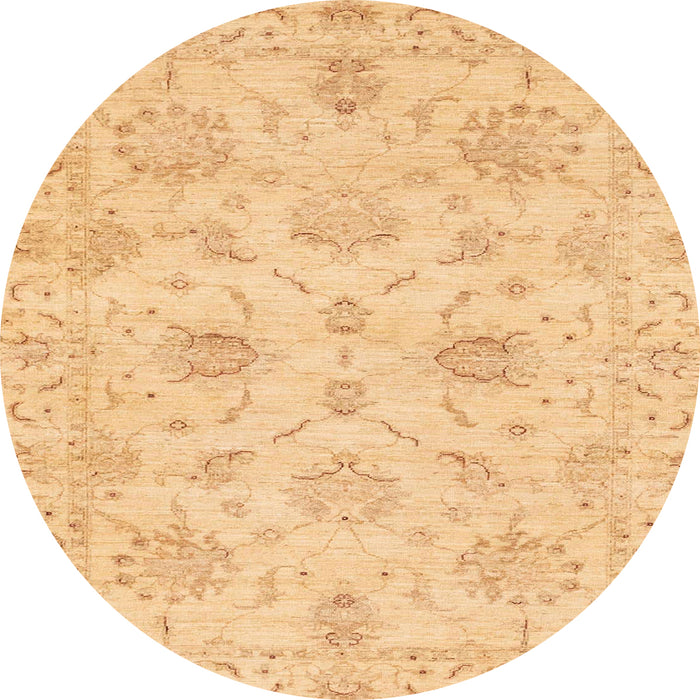 Round Machine Washable Abstract Orange Rug, wshabs3621