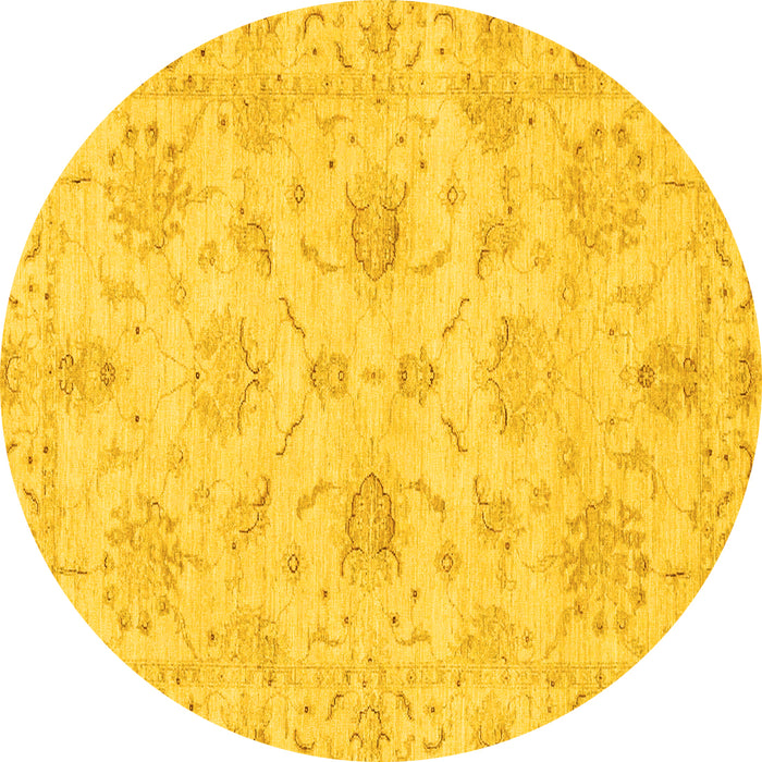 Round Oriental Yellow Traditional Rug, abs3621yw