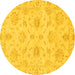 Round Oriental Yellow Traditional Rug, abs3621yw