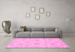 Machine Washable Oriental Pink Traditional Rug in a Living Room, wshabs3621pnk