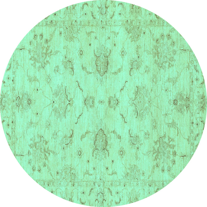 Round Oriental Turquoise Traditional Rug, abs3621turq