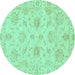 Round Oriental Turquoise Traditional Rug, abs3621turq