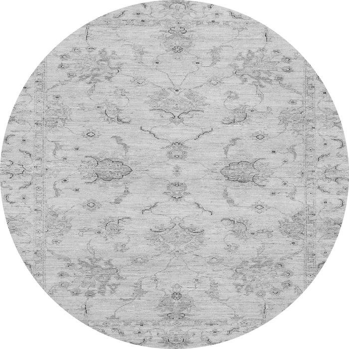 Round Machine Washable Oriental Gray Traditional Rug, wshabs3621gry