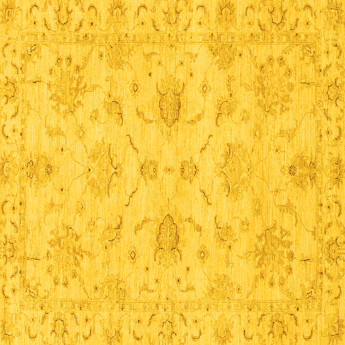 Square Machine Washable Oriental Yellow Traditional Rug, wshabs3621yw
