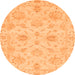 Round Machine Washable Oriental Orange Traditional Area Rugs, wshabs3621org